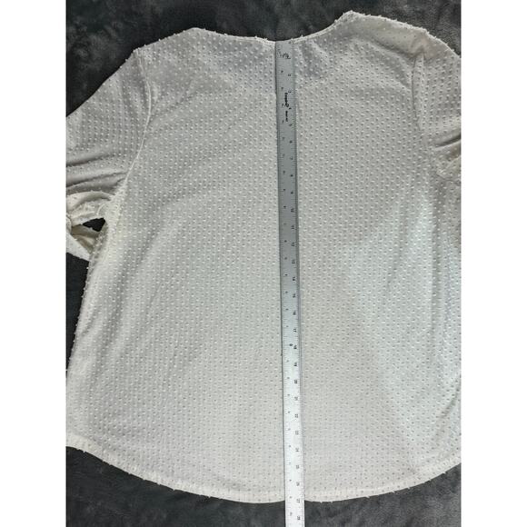 Women's 2XL XXL White dotted swiss top with ruffled 3/4 sleeve MoaMoa - Picture 7 of 7